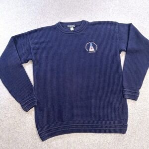 Vintage‎ Amoco Sweater Mens Medium Waffle Knit Blue Crewneck ATLS Oil Gas 90s